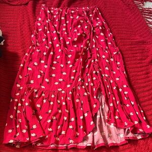 Floral Red Women's Skirt